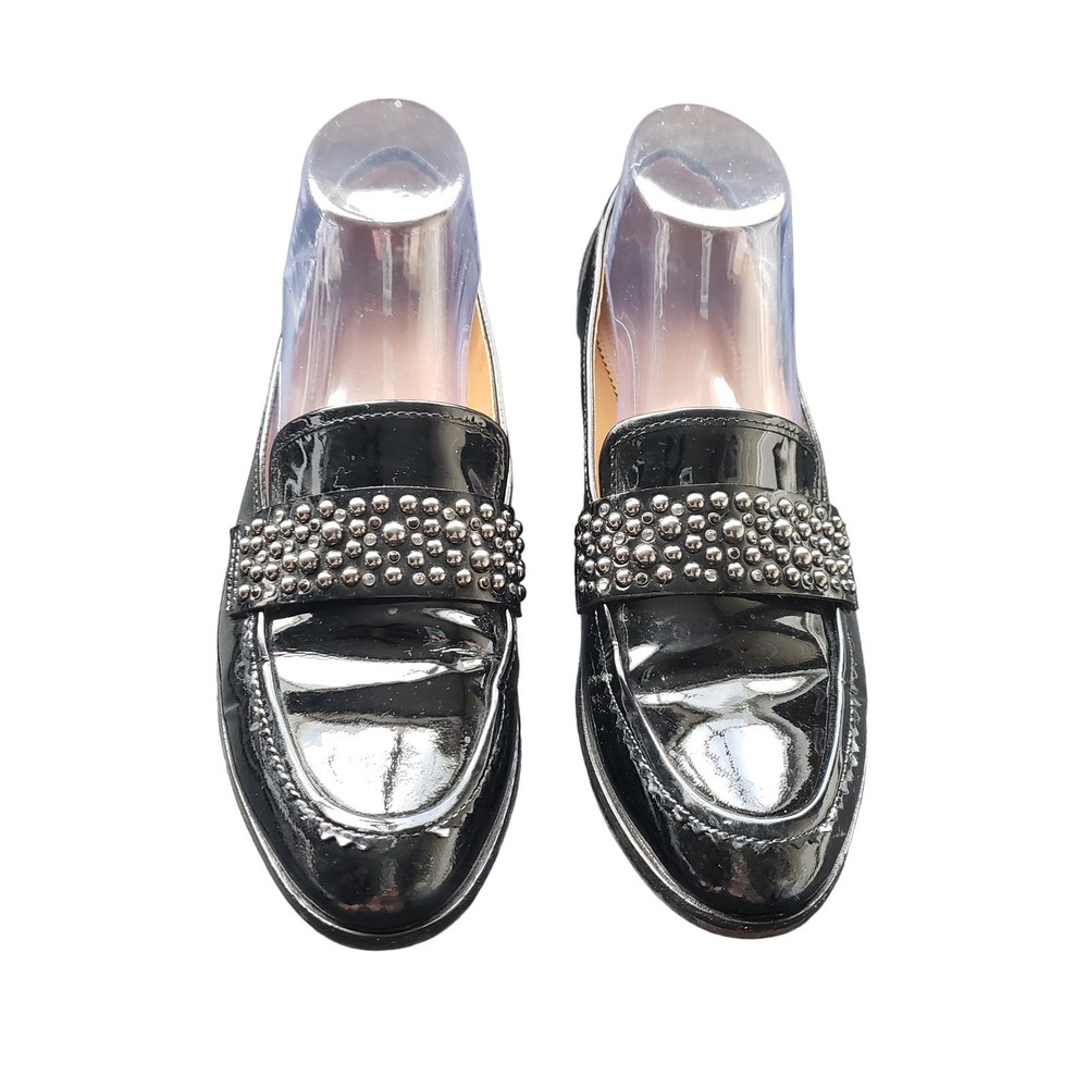 Franco Sarto Black Patent Studded Loafers